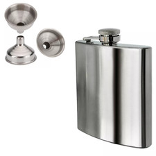 8oz Hip Flasks Brushed Stainless Steel or Funnel, Set of 2, 3, 4, 8,