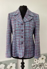 Libra Tweed Wool Mix Blue & Mauve Blazer Smart / Casual Jacket Size UK 14 