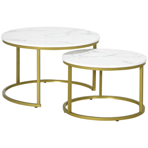 Homcom marble coffee table set - coffee,