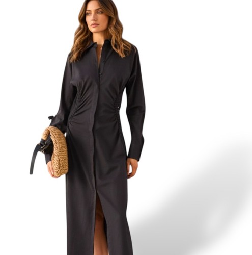 Shirt dress black womens - shirt,