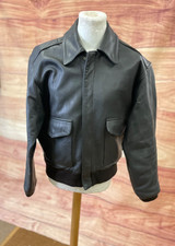 Vintage USAAF Brown Goatskin Leather Bomber USA Jacket Coat Size 44 L