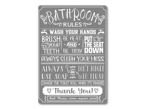 Bathroom rules funny metal - bathroom,