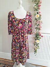 SO MARILYN BY MARILYN MOORE MULTICOLOURED FLORAL PRINT 100% SILK DRESS Size 10