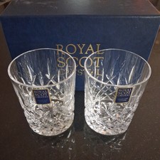 Royal Scot Crystal Whiskey Spirit Baileys Glasses x2 H9cm D7cm Presentation Box