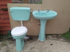 1960s Vintage Green/avocado Bathroom Suite ,Toilet & Basin