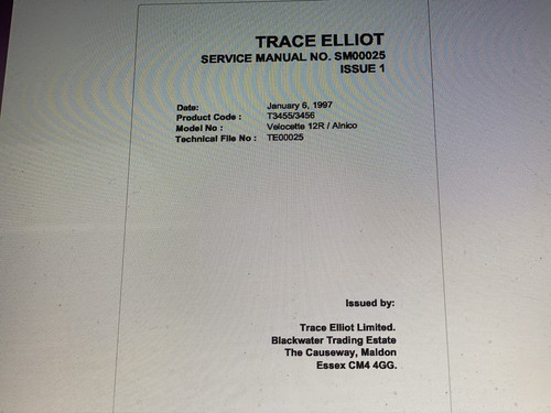 Trace elliot velocette - trace, 12r