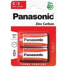 Panasonic 2 x C 1.5V Zinc Carbon Batteries LR14 Heavy Duty Cell Battery