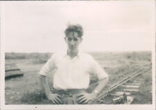 Photo 1949 Singapore RAF Police Officer Off Duty near railway tracks