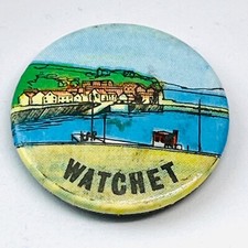Watchet Somerset Vintage Pin Badge Tourist Souvenir England UK Harbour Bay Sea