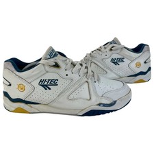 Vintage HI-TEC X4 Embroidered White Blue Trainers Lace Up Men's Shoes Used UK 9