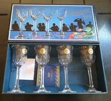 Vintage Boxed 4 Italian Concerto Capri Liquor 24% Lead Crystal Wine Glasses 20cl
