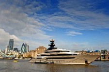 Super Yacht Kismet Thames River London Cityscape Skyline England Photograph