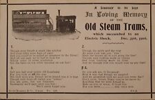 Steam Tram In Loving Memory 1906 BIRMINGHAM Vintage Postcard A44 