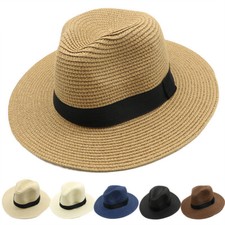 Summer Panama Straw Hat Women Men Outdoor Casual Travel Beach Sun Caps Foldable