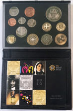 2010 Royal Mint Annual Proof coin set in black case with COA booklet & box.