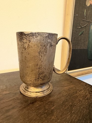 Antique pewter mug with - antique,