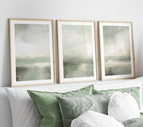 Set sage green abstract - set,