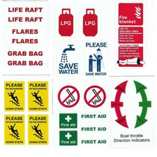 *Boat Safety Vinyl STICKERS Boat RIB Yacht Cabin Cruiser Canal Boat 120 x 80 mm