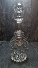 Antique Cut Crystal Decanter with Faceted Stopper Napoleon III Style