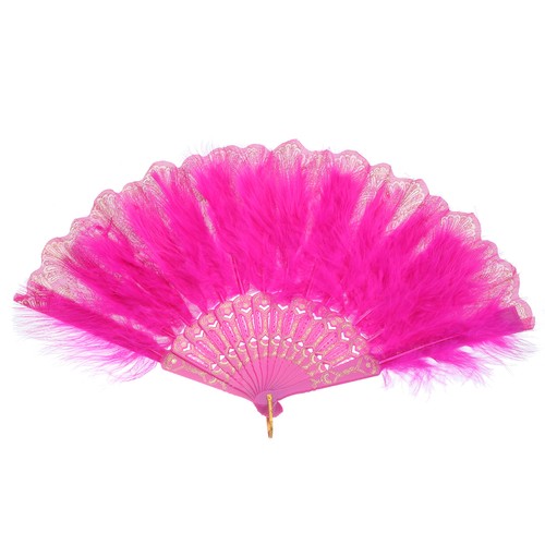 Feather hand fan - feather, red
