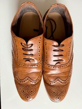 PRIMARK MEN'S TAN FAUX LEATHER BROGUE SHOES-UK 12/ EUR 46/US 13