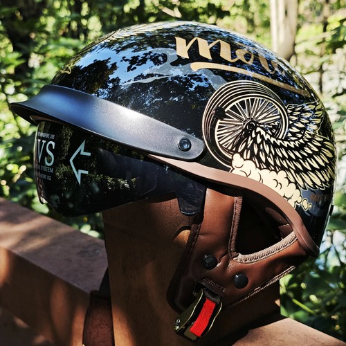 Round open face helmet - face,