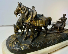 c.1890 RUSSIAN CABINET GILT BRONZE SLEIGH SLEDGE MUZHIK CHILD WINTER SNOW ETC.