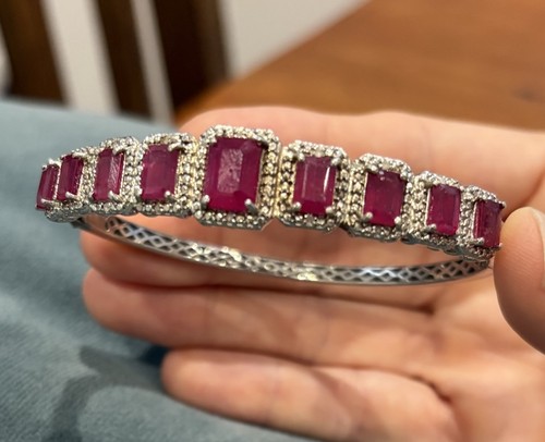 Silver ruby bangle 925 - bangle,