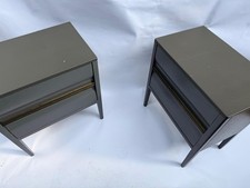 Pair of Bedside Drawer Pale Grey/silver Leather Top