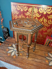 VINTAGE/ANTIQUE HEXAGONAL MOORISH MOTHER OF PEARL & INLAID SIDE TABLE