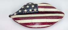 Lulu Guinness USA Stars & Stripes flag snakeskin lips clutch bag & dustbag