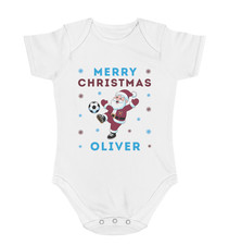 Personalised West Ham Baby Christmas Bodysuit Vest - Boys Girls (0-12 Months)