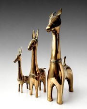 RARE Large  Brass Donkey Trio
