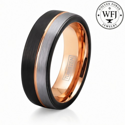 Three tone tungsten - ring, black