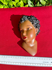 Vintage Chalk ware Art Deco Black girl lady face Wall Plaque 1930s Retro 