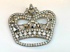 Vintage 80s large diamanté Crown brooch