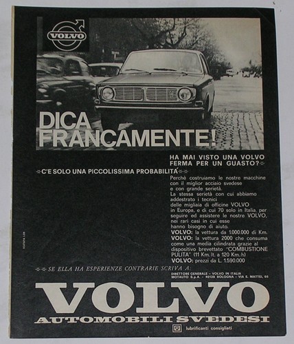 Advert advertising 1969 - advert, volvo