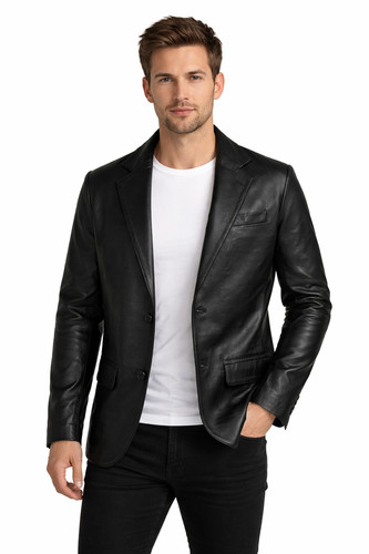 Mens genuine black leather - black,
