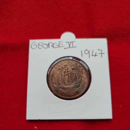1947 george half penny coin - half,