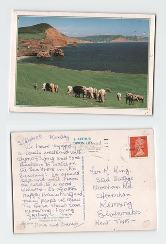 Vintage postcard ladram bay - vintage,