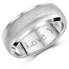 Men's Titanium Ring Engraved'I Love You' Matt & Polished Wedding Band Unisex 8mm