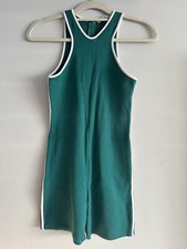 Zara Green Turquoise Playsuit Sleeveless With White Tubing Size Medium