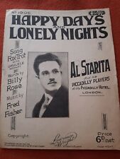 AL STARITA & HIS PICCADILLY PLAYERS "Happy Days And Lonely Nights" [SHEET MUSIC]