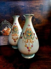 BEAUTIFUL ANTIQUE CROWN DEVON  EDWARDIAN VASE PAIR 'ERIN'