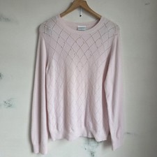 Cotswold Collections Pink Sweater Jumper M Medium Argyle Diamond Pearl Knit
