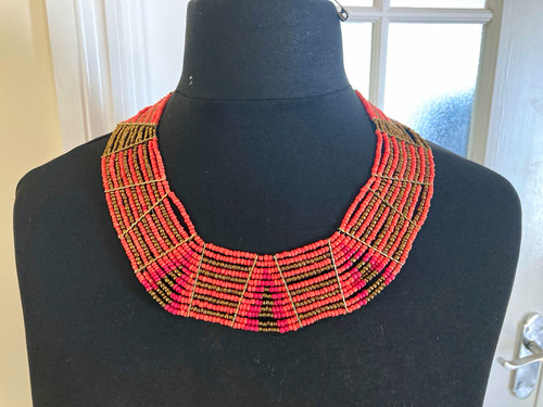 Red gold beaded - beaded, bib