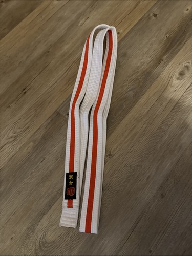 Orange white jujitsu belt - white,