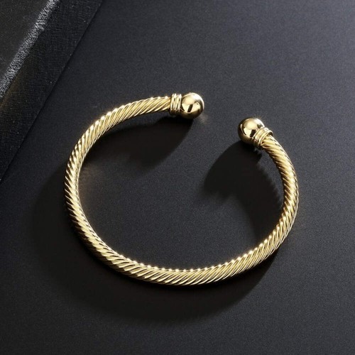 Gold twisted torque bangle - gold,