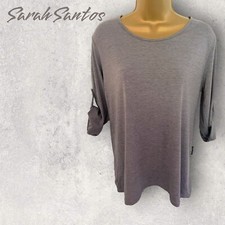 SARAH SANTOS Womens Grey Soft Jersey Casual Top T-Shirt UK 12