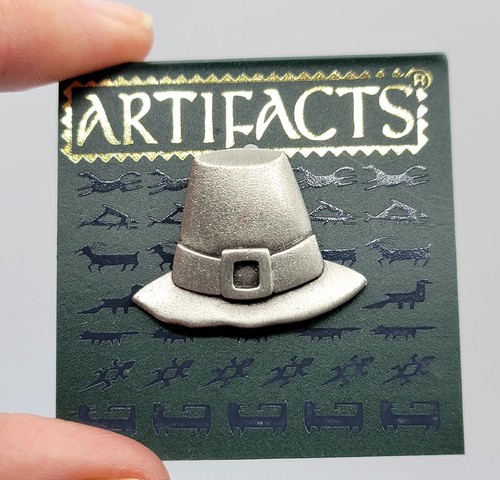 Vtg pinback pin pilgrim hat - vtg,